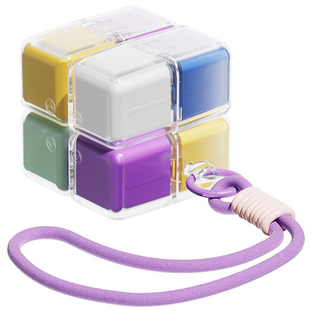 시우리빙 미니 컴팩트 8칸 큐브형 휴대용 알약 케이스, 레인보우퍼플, 1개 11,500원