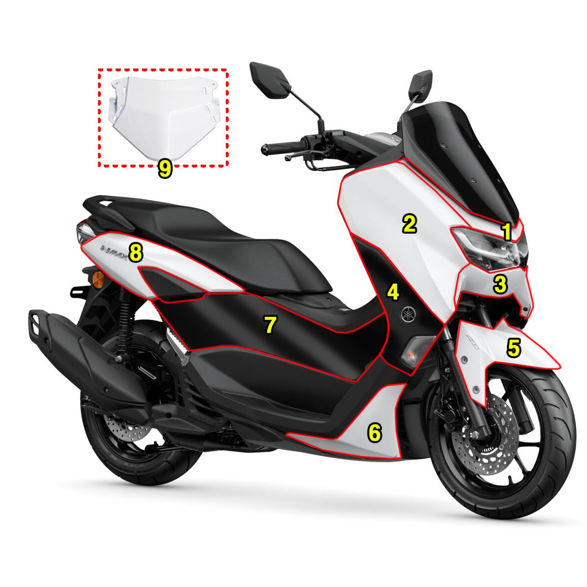 YAMAHA N-MAX125 ALL COVER SET  - 야마하 엔맥스125 N맥스 21년~24년 커버세트 카울세트 한대분 1대분 올카울 올카바 - 화이트 백색 / 21년 198,900원