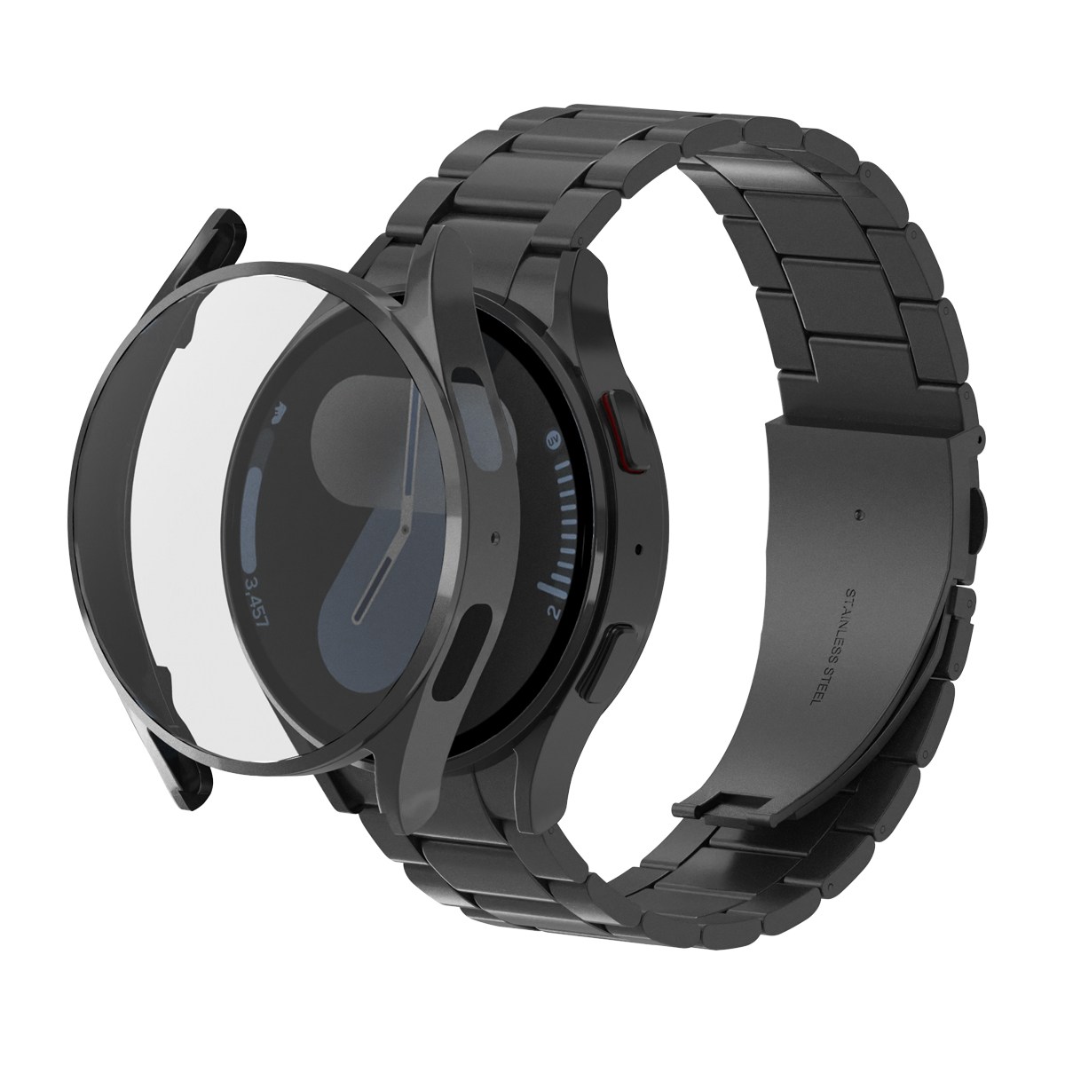 아이메이드잇 갤럭시워치 스탠다드 메탈 스트랩 + 유광 케이스 세트, 블랙, 1개 22,900원