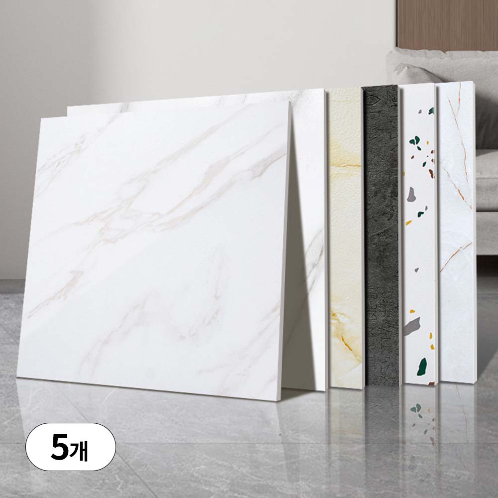 ZIPAN 셀프로 붙이는 접착식 바닥 데코타일 60cmx60cm 0.5평(5장) 사무실 거실 현관 베란다 주방 대리석문양 타일, 데코바닥타일_674, 5개 17,400원