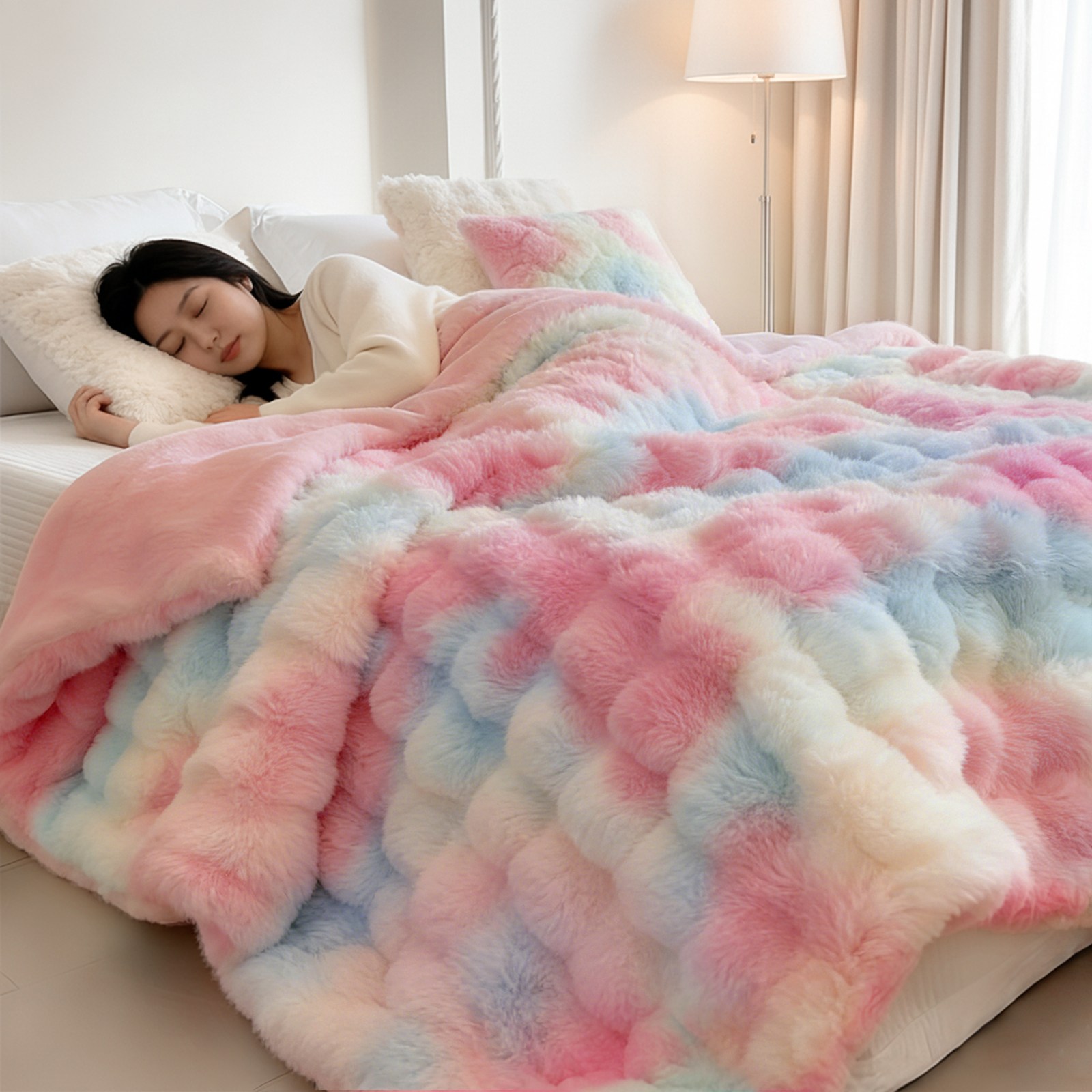 CIVILEE 두겹 두꺼운극세사담요 부드러운 인조 토끼털 보온 겨울 담요 항균 통기 6,900원