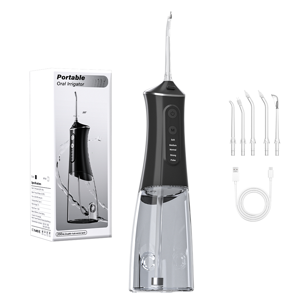 IPX7 방수 5모드 휴대용 워터픽 대용량 배터리 구강세정기, 블랙, T-KORCYQ 45,000원