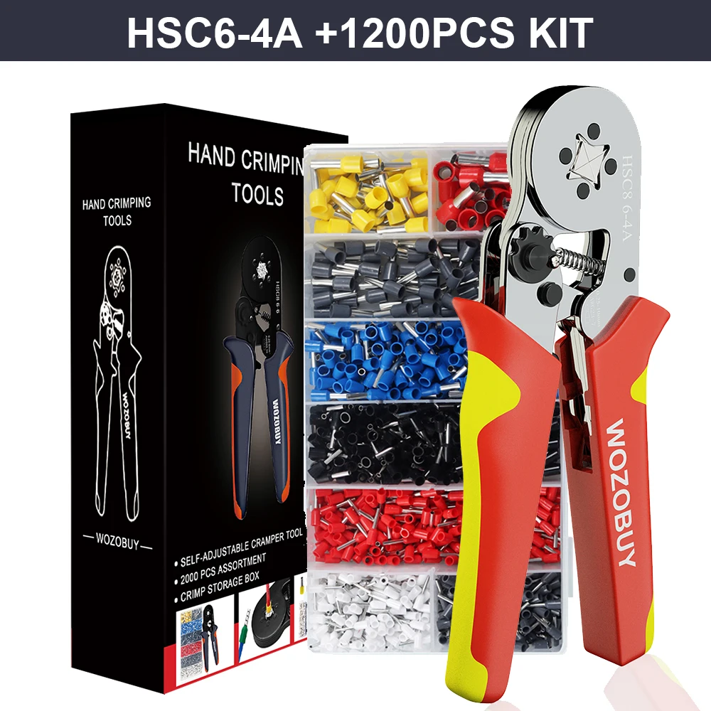 관형 터미널 크림퍼 키트 0.08-16mm 0.25-10mm HSC8 6-46-616-6 전기 압착 펜치 클램프 세트 와이어 팁 수공구 23,700원