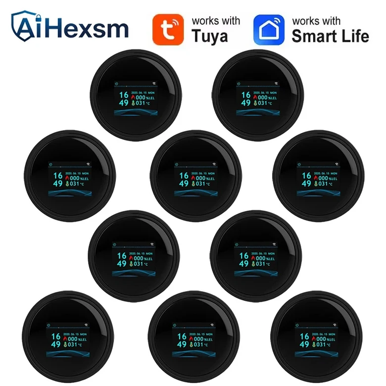 Tuya Wifi 누출 감지기 온도 기능 포함 가연성 가스 감지기 홈 스마트 라이프 지원 천연가스 경보 센서 LCD 176,600원