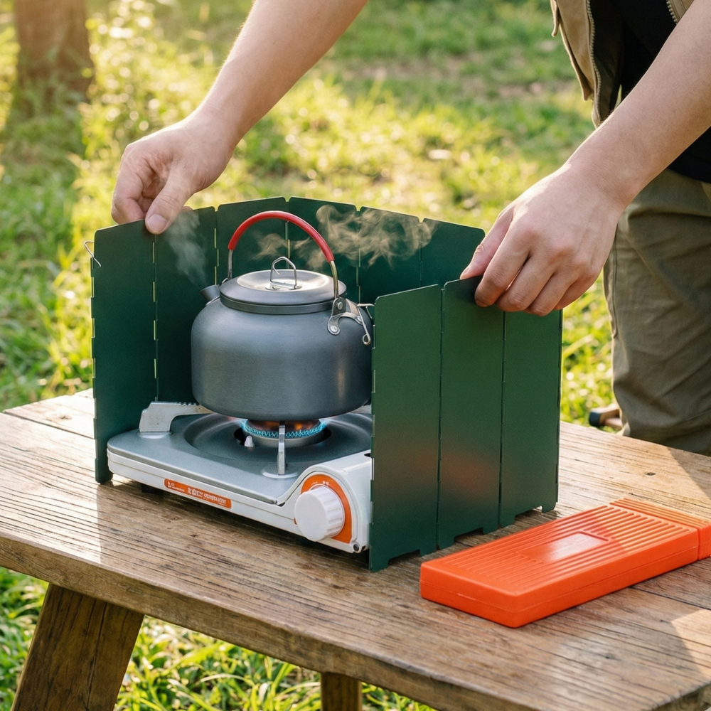 픽앤굿 10단 접이식 캠핑 버너 바람막이, 그린, 1세트 12,900원