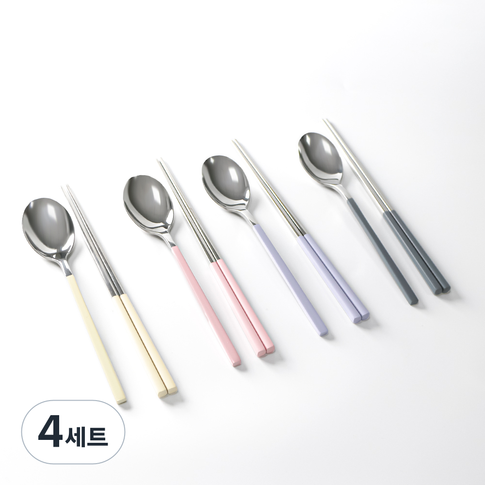 [오늘의특가]한연솔 수저세트 4인 숟가락 젓가락 세트 304스텐 수저세트 4컬러 혼합색상 67,930원