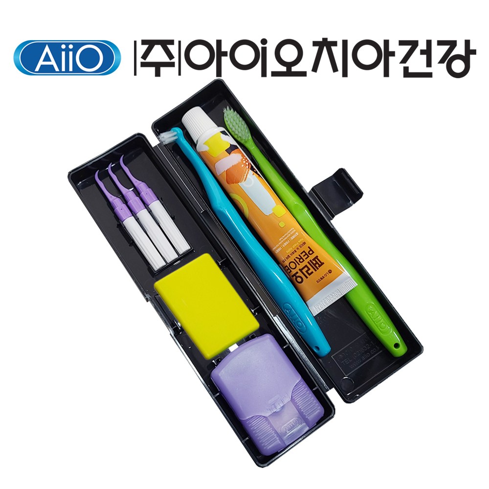 AIIO 아이오 교정용 휴대세트 블랙CASE (고급케이스,칫솔,치약,앤드터프트,치간칫솔,치실,왁스) 12,500원