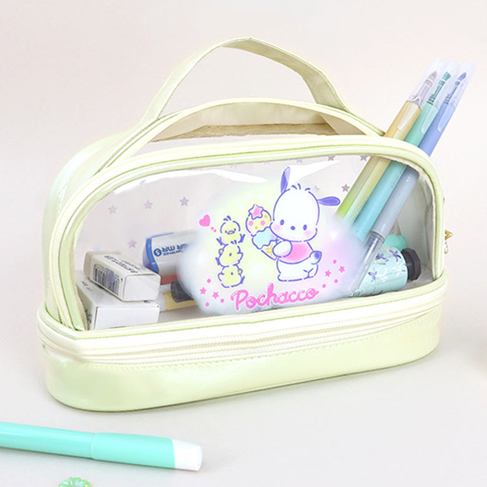 포차코 2단 분리 수납 파우치 필통 산리오 화장품 소지품 휴대용 투명 케이스 14,900원