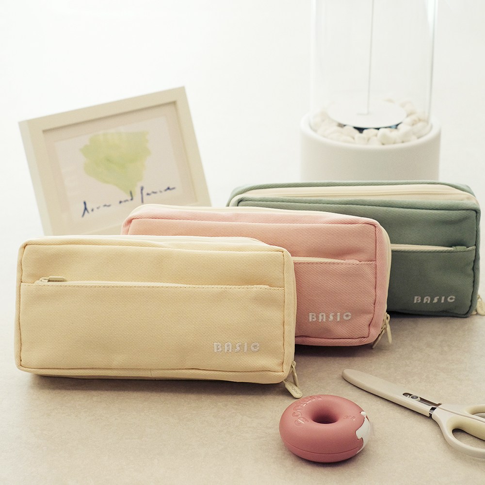 BASIC 대용량 패브릭 필통 초등학생 중학생 고등학생 필통, 1개, 스카이블루 10,000원