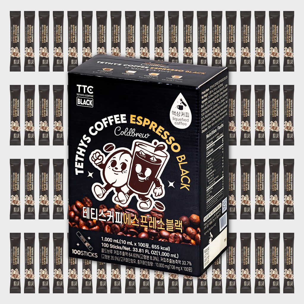 테티스커피 블랙 100포 콜드브루 원액 스틱 더치커피 파우치 대용량 고카페인 44,900원