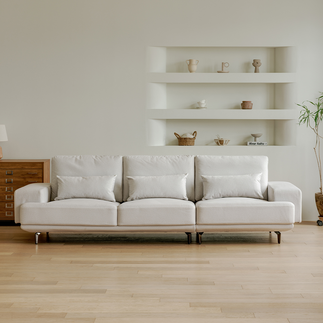 눕 레보 코모도 아쿠아텍스 패브릭 4인용 소파 + 쿠션3p 세트 방문설치, 아이보리 589,000원