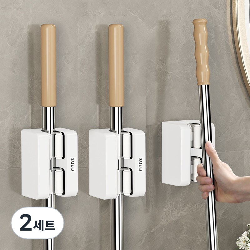 레디박스 프라임 강력접착 막대 밀대 청소도구 걸이 3개, 화이트, 2세트 24,200원