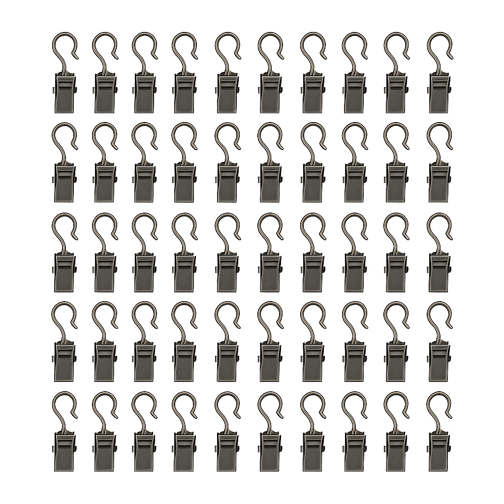 룸앤무드 커튼 레일 고리집게 네트망 다용도, 50개, 메탈 8,500원