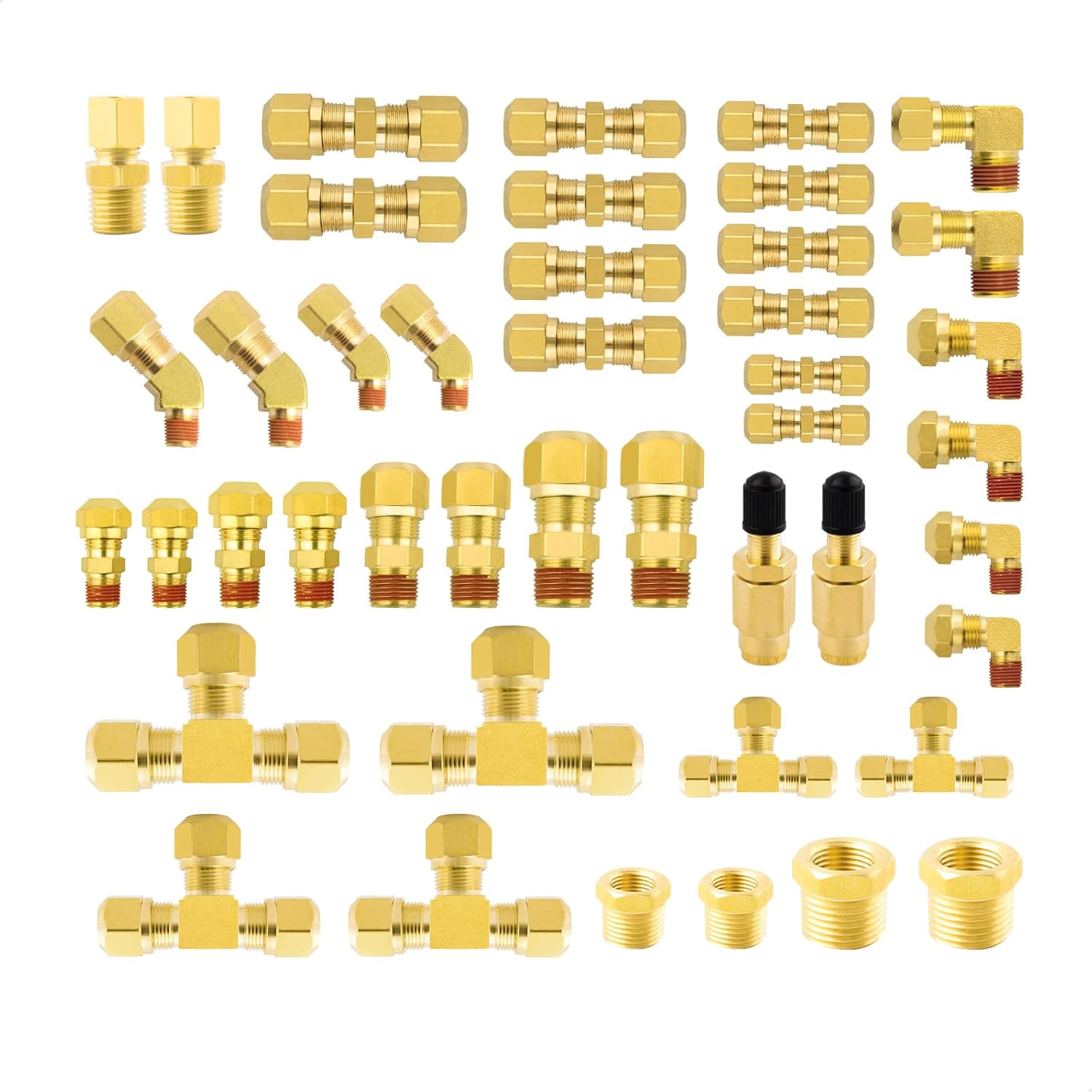 44PCS DOT 에어 브레이크 라인 피팅 구색 키트 14 18 38 12 브라스 유니온티엘보우스트레이트 나일론 튜빙 산업용 또는 트럭 트레일러용 178,780원