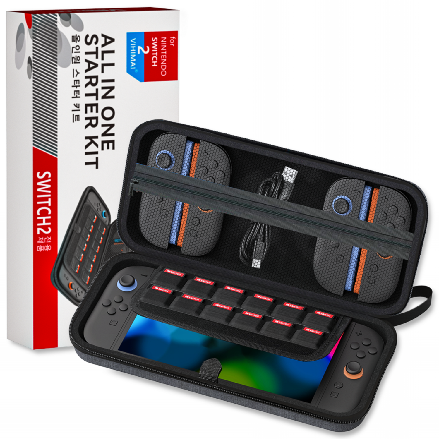 [Vihimai] 닌텐도 스위치2 OLED 전용 올인원 케이스 휴대용 하드 파우치, 1개, 회색, N-S2 9,180원