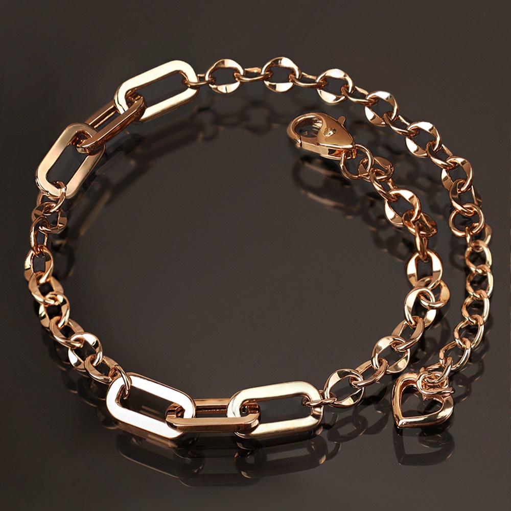 주리에떼 14K 18K 팔찌 데일리 패션 로즈골드 베가스 볼드 여성 하트 연장고리 레이어드 체인 금 팔찌 1,179,000원