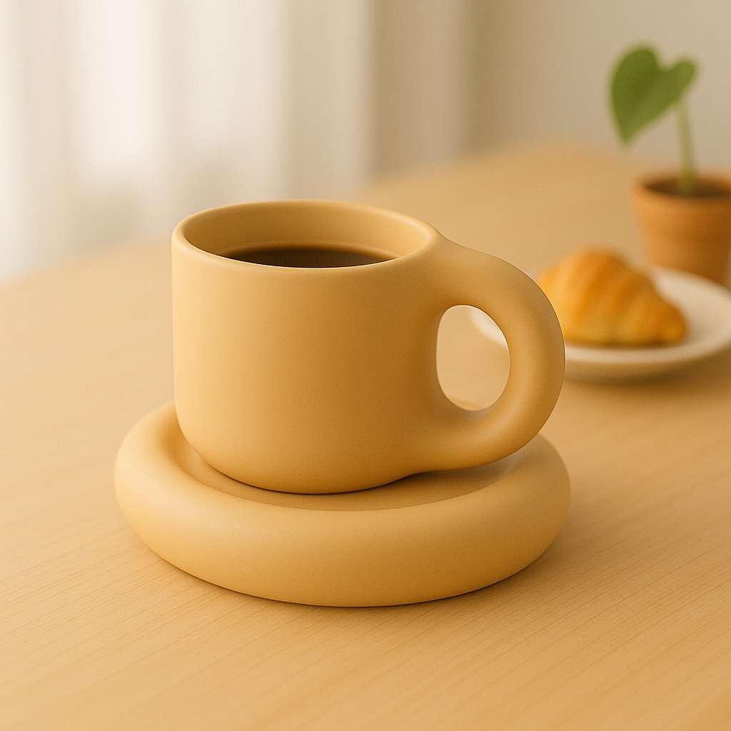 코시나보니따 뭉툭 머그컵+플레이트 세트 300ml, 브라운 머그컵+브라운 플레이트, 1세트 12,000원