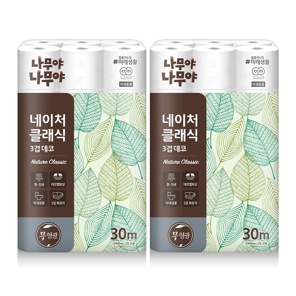 미래생활 나무야나무야 네이처클래식 30M 30롤 2팩, 2개, 30롤, 30m 23,900원