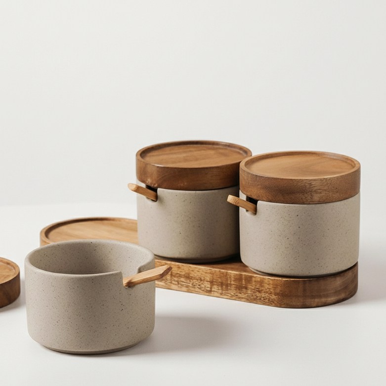 마이키친 전참시 업소용 프리미엄 밀폐 도자기 양념통 세트 조미료통, 양념통3개 + 트레이, 1세트 30,000원