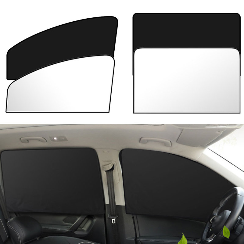 SEAMETAL 차량용 햇빛가리개 자석 암막커튼 세트, 블랙+실버, 4개 21,000원