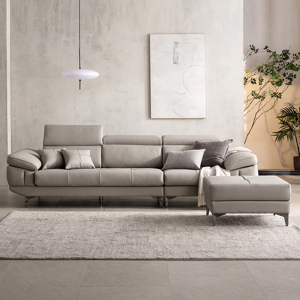 벤티 헤드틸팅 기능성 이태리산 천연소가죽 소파 4인용 + 스툴 세트 방문설치 1,610,000원