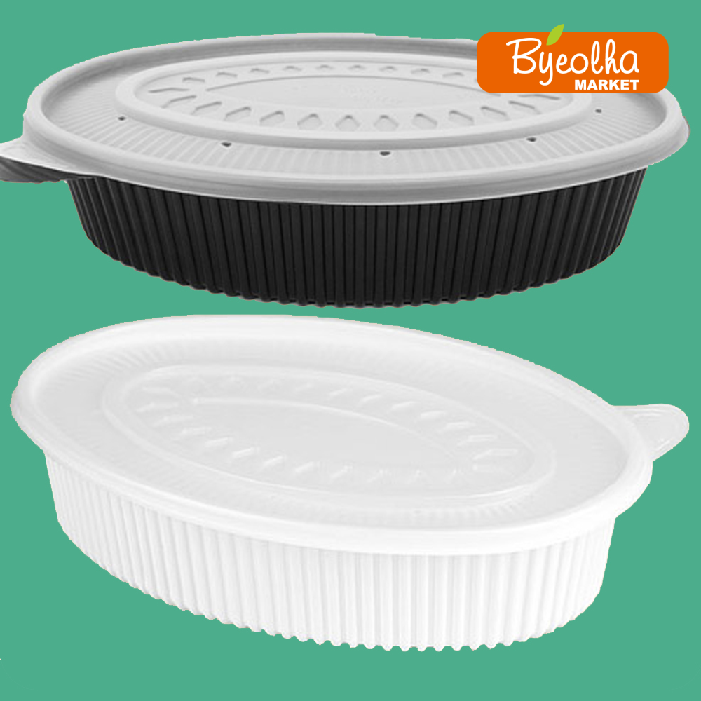 JH 타원형 찜용기 대 3300ml 100개 세트 일회용 배달 포장 찜닭 해물찜 볶음 PP 용기, 1박스, 100개 77,800원
