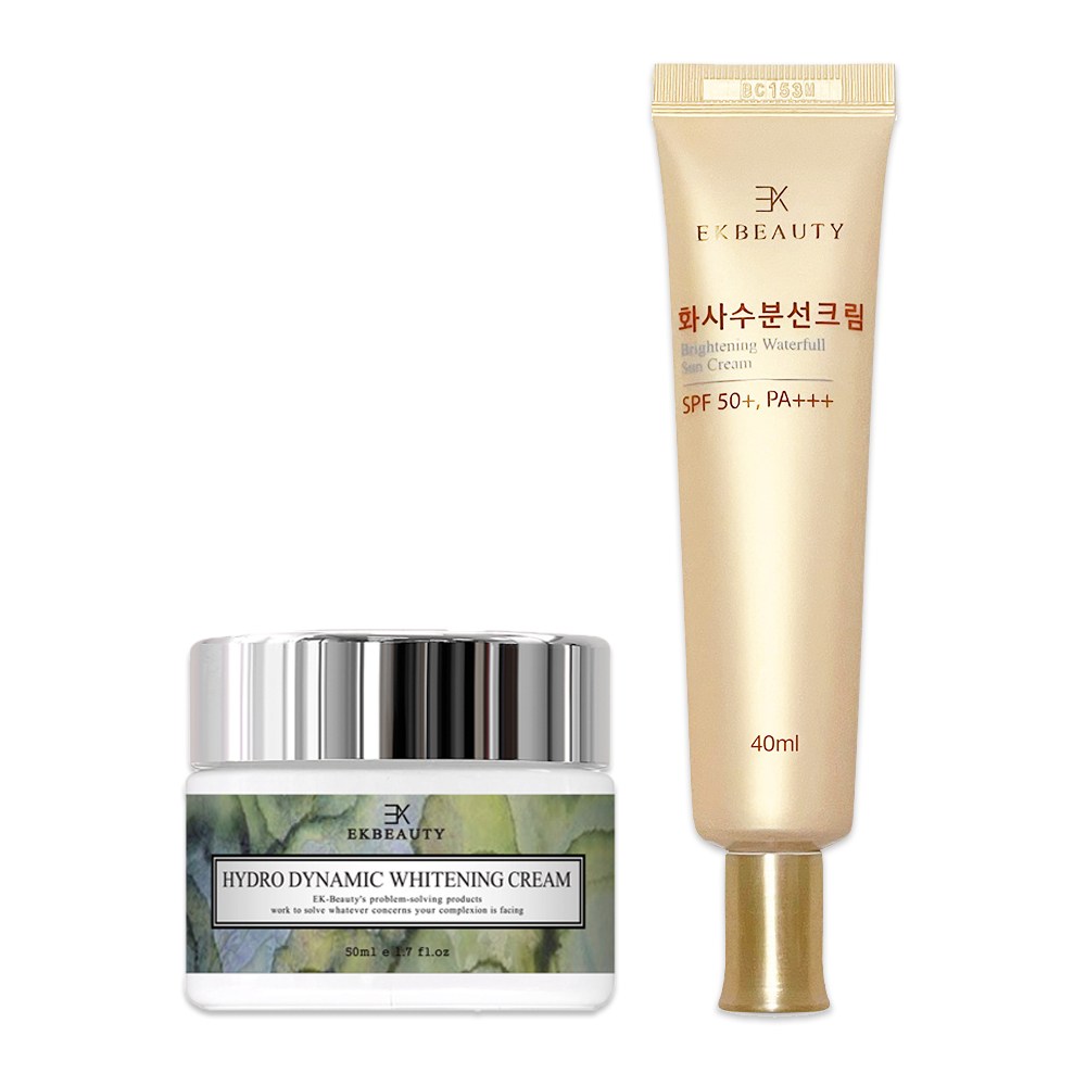 이케이뷰티 강력미백크림+선크림 2종세트 기미 잡티 검버섯 개선과 색소침착 예방을 위한 세트구성 미백 보습 무파라벤 천연화장품, 1개 67,700원