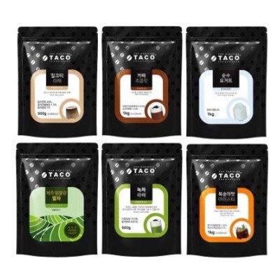 타코 파우더6종 모음전 녹차라떼 제주엄블랑말차 순수요거트 밀크티라떼 복숭아아이스티 카페초콜릿 파우더 1Kg 500g 중 택 대용량 카페음료 업소용 커피파우더  홈카페 10,980원