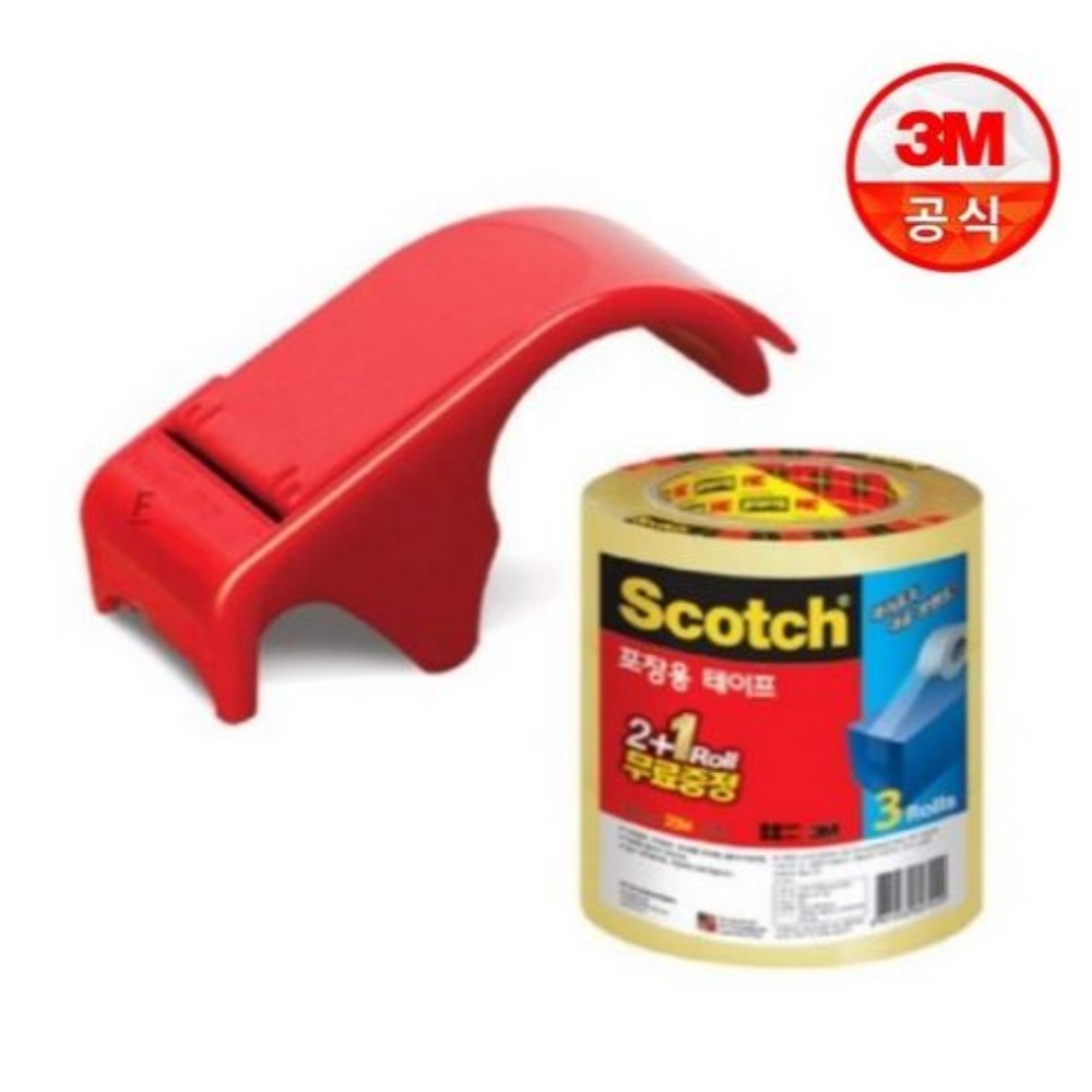 스카치 포장용 박스 테이프 디스펜서 DP-300RD + 포장용 테이프 3625V 투명 48mm × 25m 3p 세트 17,230원