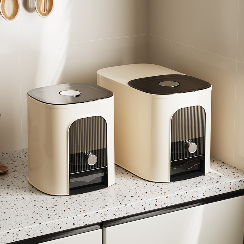 style dr 가정용 대용량 쌀통 원터치 밀폐 계량 쌀통 쌀관용기 방습 방충 쌀보관통, 화이트, 1개 26,800원