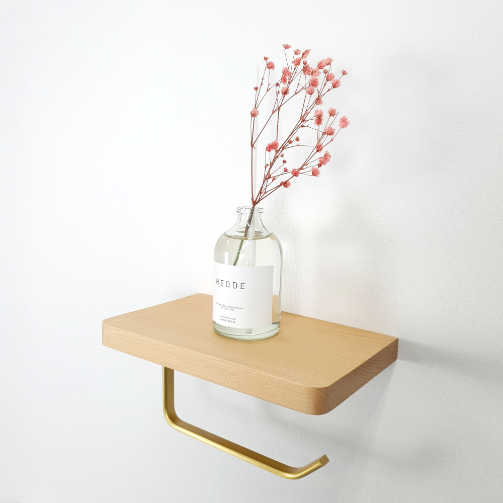 무타공 휴지걸이 호두나무 선반형 화장지걸이, 베이지 우드 휴지걸이(M), 1개 19,900원