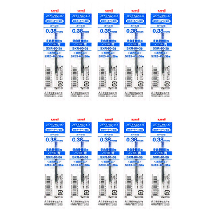 제트스트림 미쓰비시 유니 유성잉크 SXR-80 리필심 0.38mm, 블루, 10개 8,400원