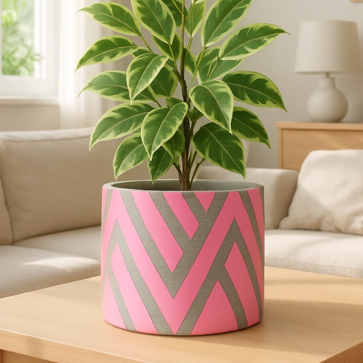 모던레시피 아트패턴 시멘트 인테리어 화분 헤링본, 1개, 화이트 33,900원