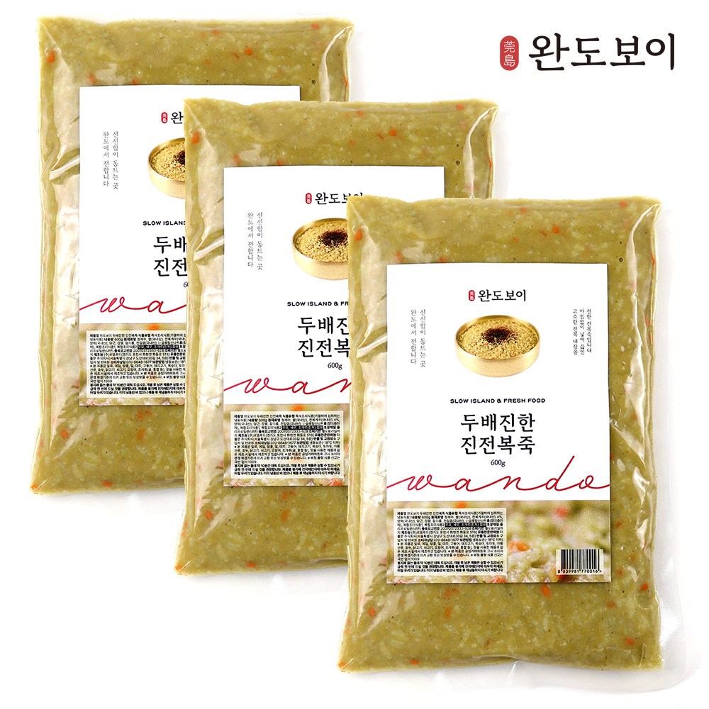 완도보이 두배진한 진 전복죽 600g 3팩, 600g, 3개 43,000원