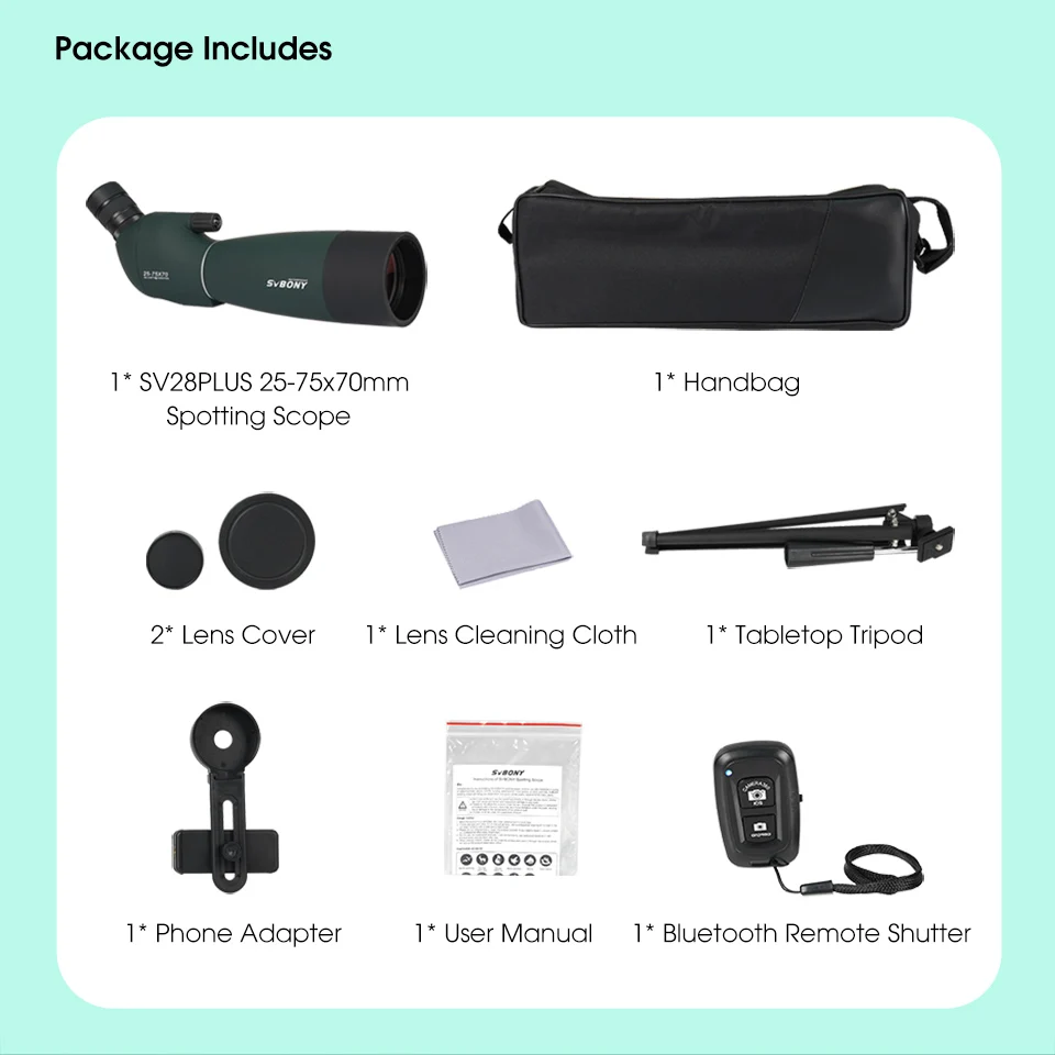 Svbony SV28plus 50/60/70 스포팅 스코프 줌 망원경 촬영 장비용 강력한 방수 장거리 PORRO 프리즘 90,880원