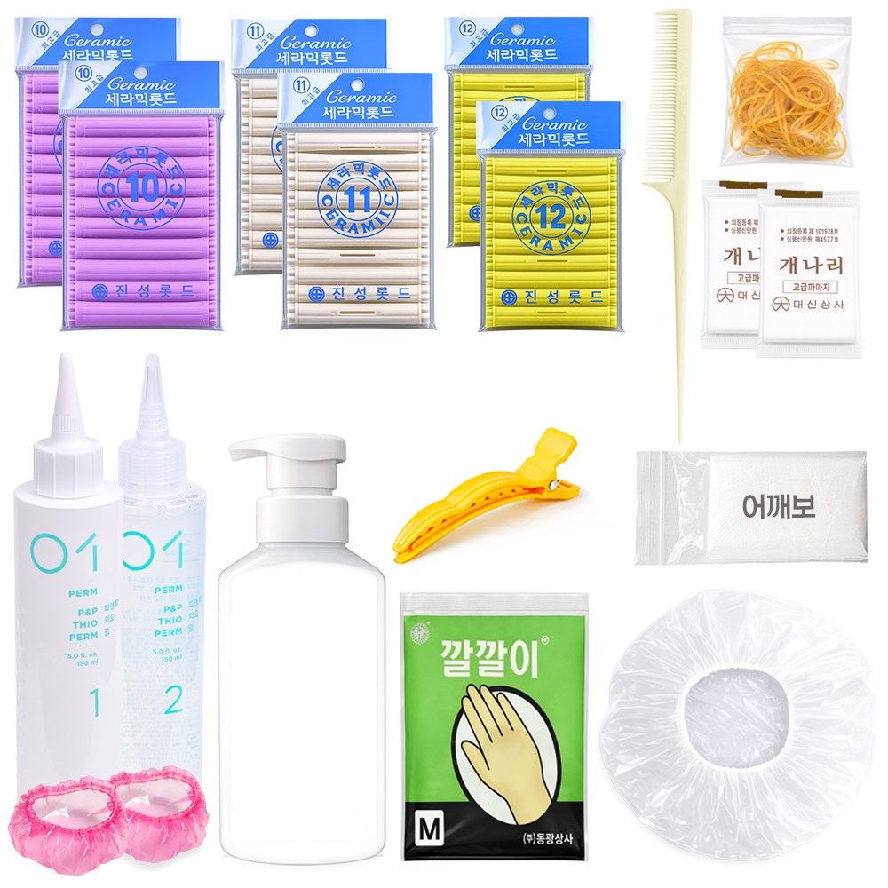 오라이브 할머니펌 셀프 파마 세트 10 11 12호 2개씩 중화제 거품기포함, 1세트, 혼합 18,500원