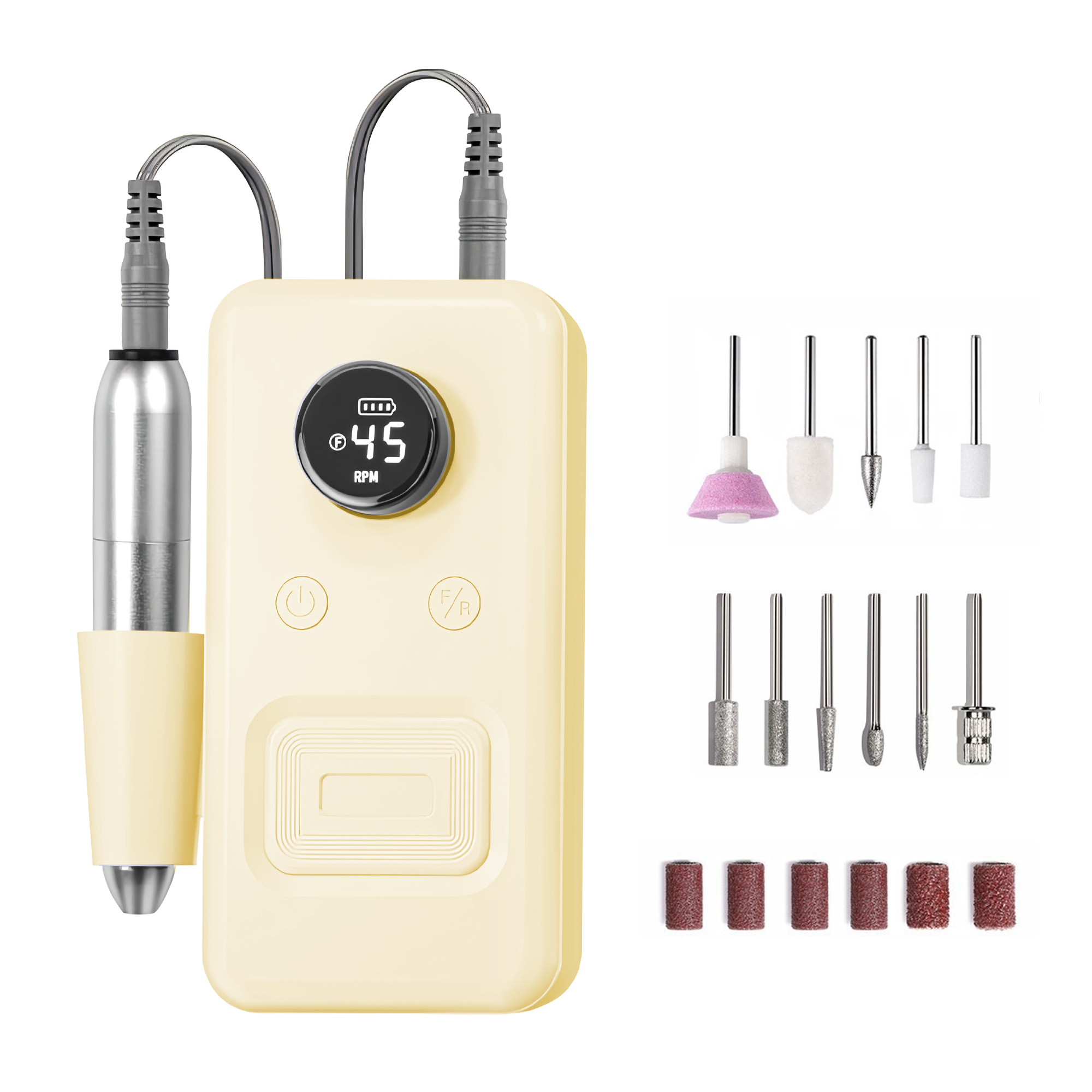 RUNDX 네일드릴 무선 전동 젤네일 드릴 45단 속도 조절, 1개, 옐로우 39,810원