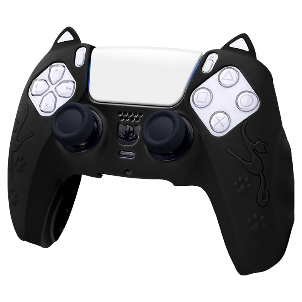 호후 PS5 프로 슬림 컨트롤러 듀얼센스 실리콘 그립 냥냥이 케이스, 블랙, 1개, 단일상품 8,130원