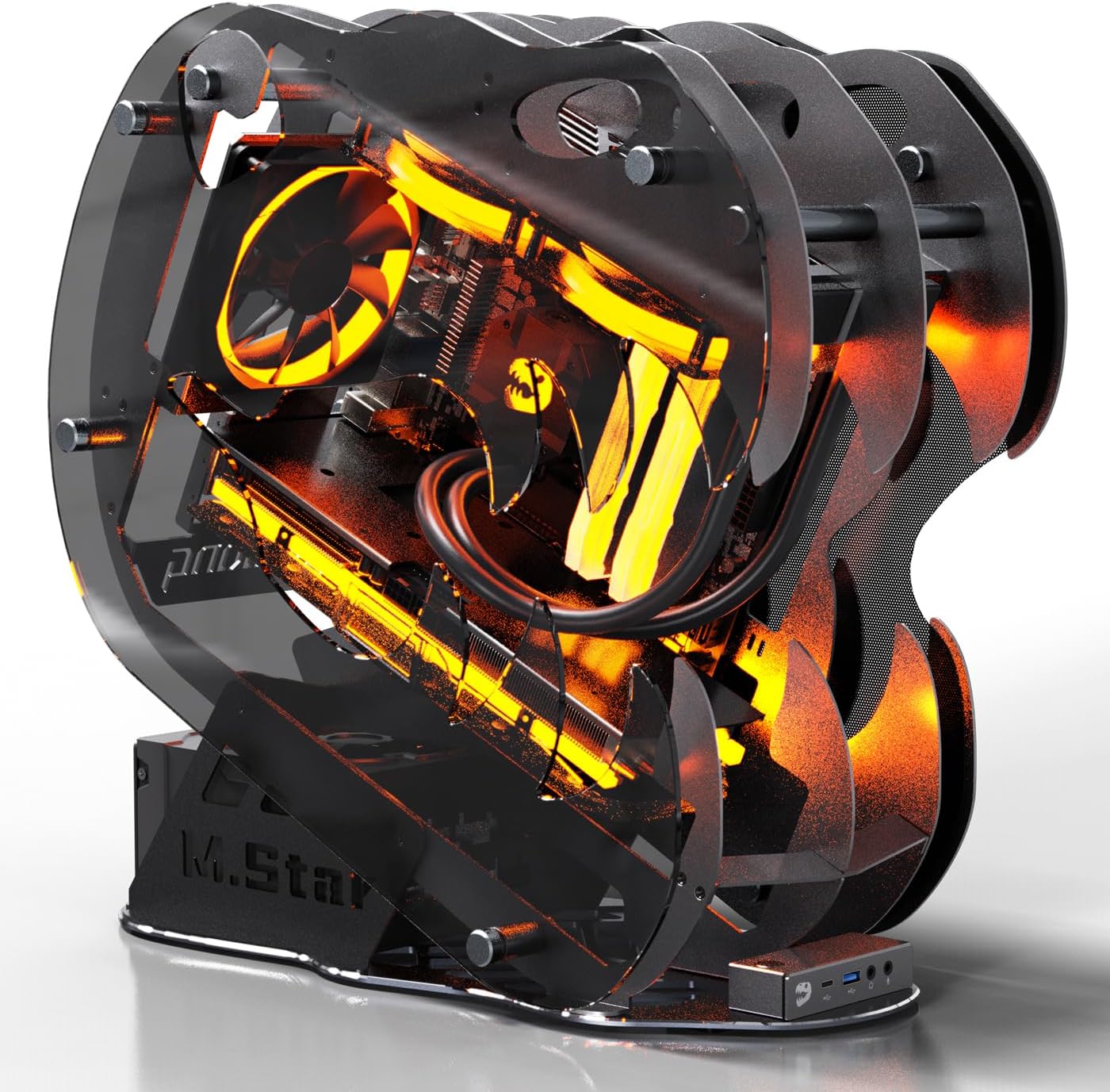 메가PC USB3.0 타입-C 240mm 라디에이터 지원블랙을 갖춘 오픈 프레임 미드 타워 마이크로-ATX미니-ITX 게이밍 PC 케이스 강화 유리 사이드 패널 사전 설치된 356,580원