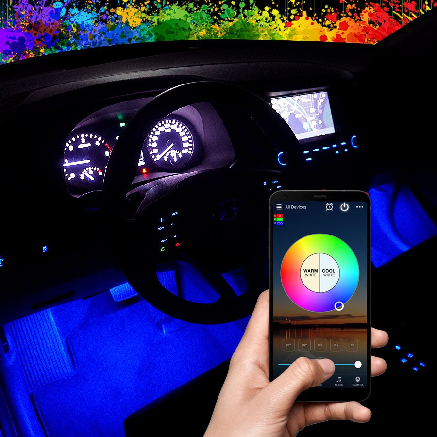 삼항LED [인증제품] 12V용 RGB 무선 블루투스 컨트롤 LED바 풋등 키트 세트 시거잭 간편연결, 단일상품, 1개 33,930원