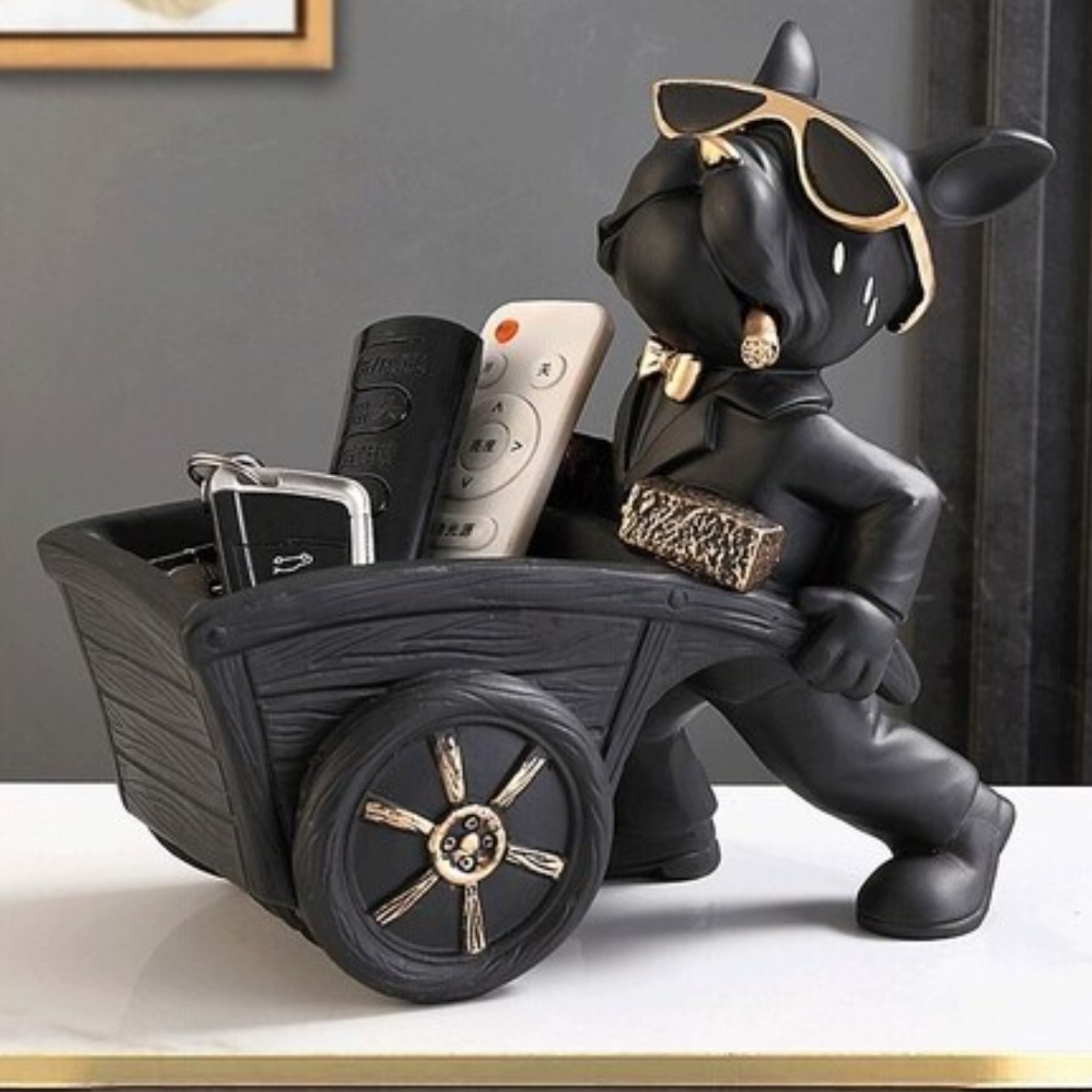 강아지 불독 인형 소품 테이블 빈티지 엔틱 거실 장식 쁘띠끄빌라쥬, 블랙 39,000원