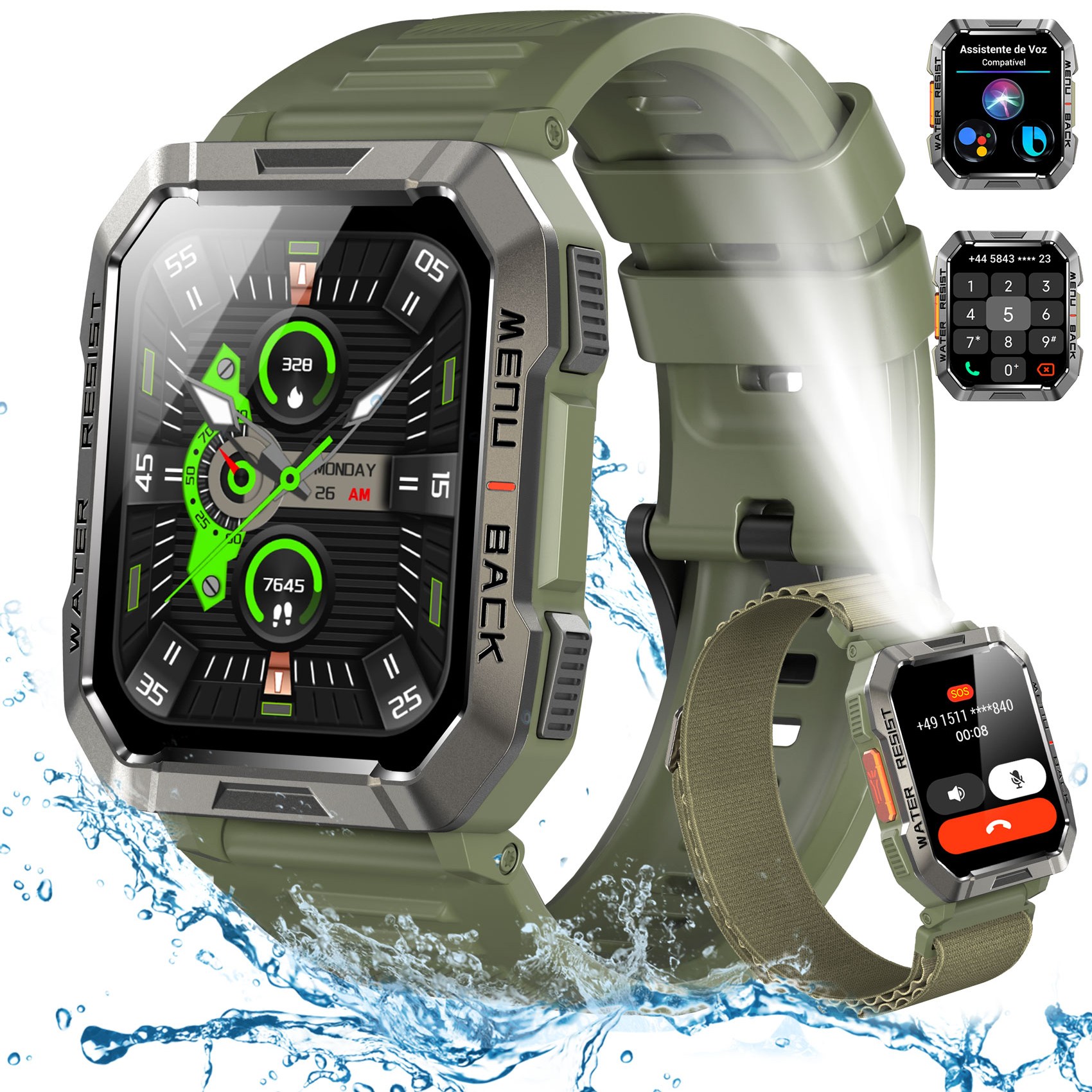 IOWODO W60 아웃도어 스마트워치 2.01인치 대형 화면 900mAh 배터리 방수 먼지충격 방지 통화 나침반 손전등 47,500원