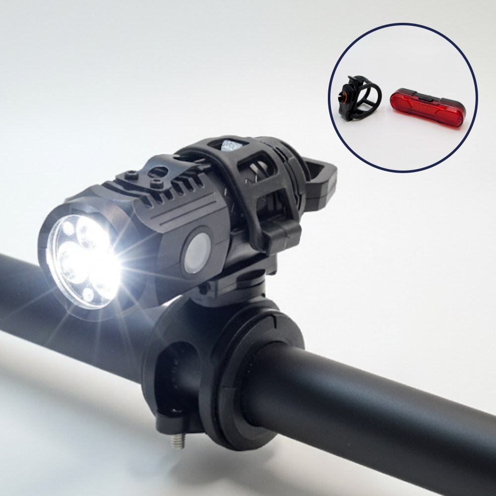 더픽미 LED USB충전식 자전거 전조등KC2201+후미등 야간 안전 자전거라이트, 1개, 시크블랙 25,900원