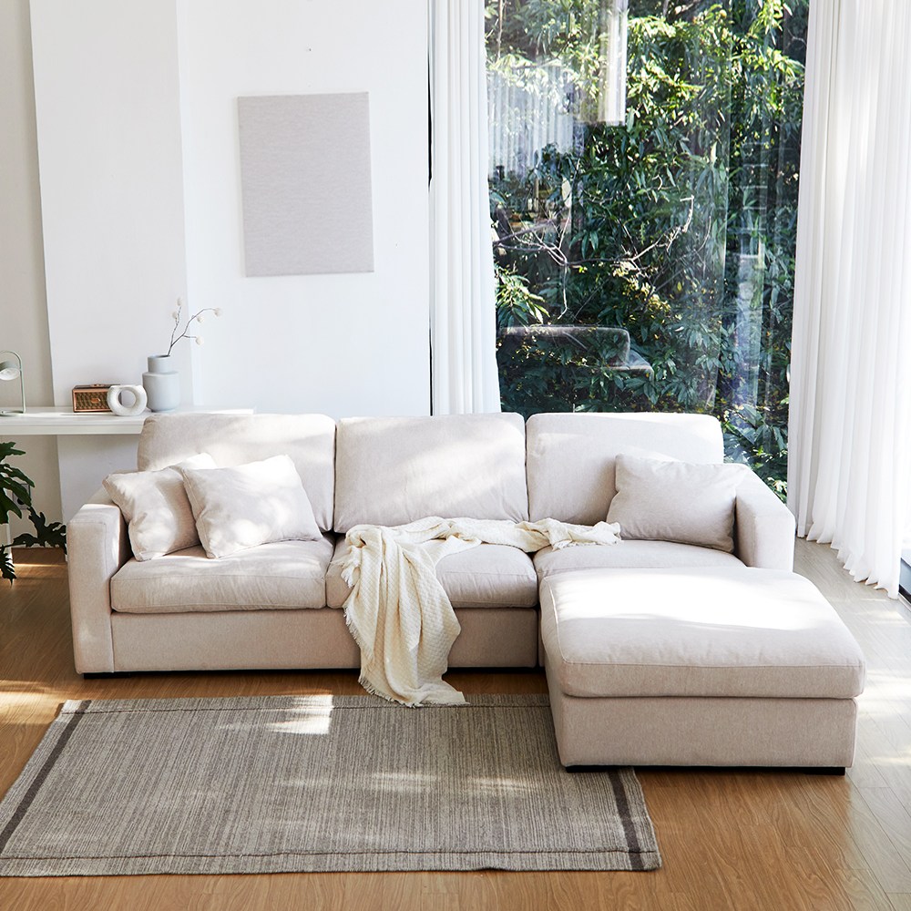 쏘즈 SSOZ 모건 4인용 유럽 다비스 패브릭 구스 소파세트_스툴포함, 아이보리 948,000원