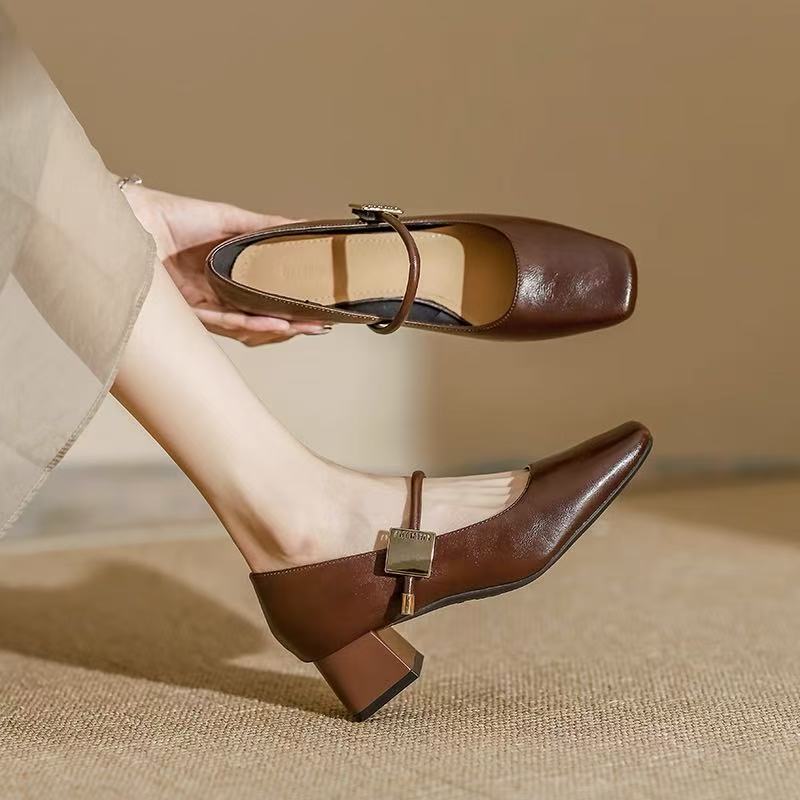 LADYSF 메리제인 여성구두 소프트가죽 미들힐 5cm 펌프스 발편한 데일리 직장인 봄신상 블랙 갈색 29,200원