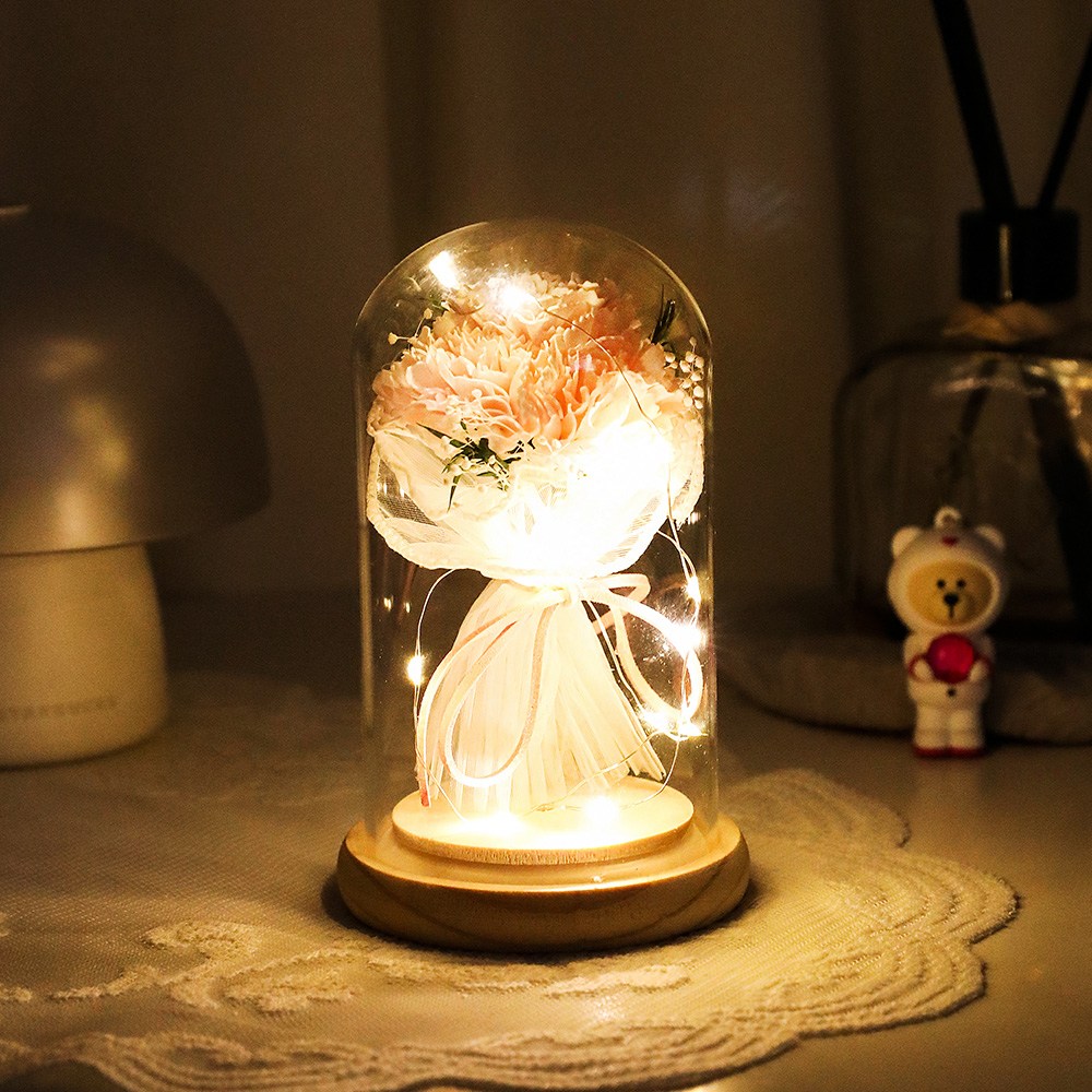 카네이션 어버이날 선물 꽃 무드등 유리돔 18,500원