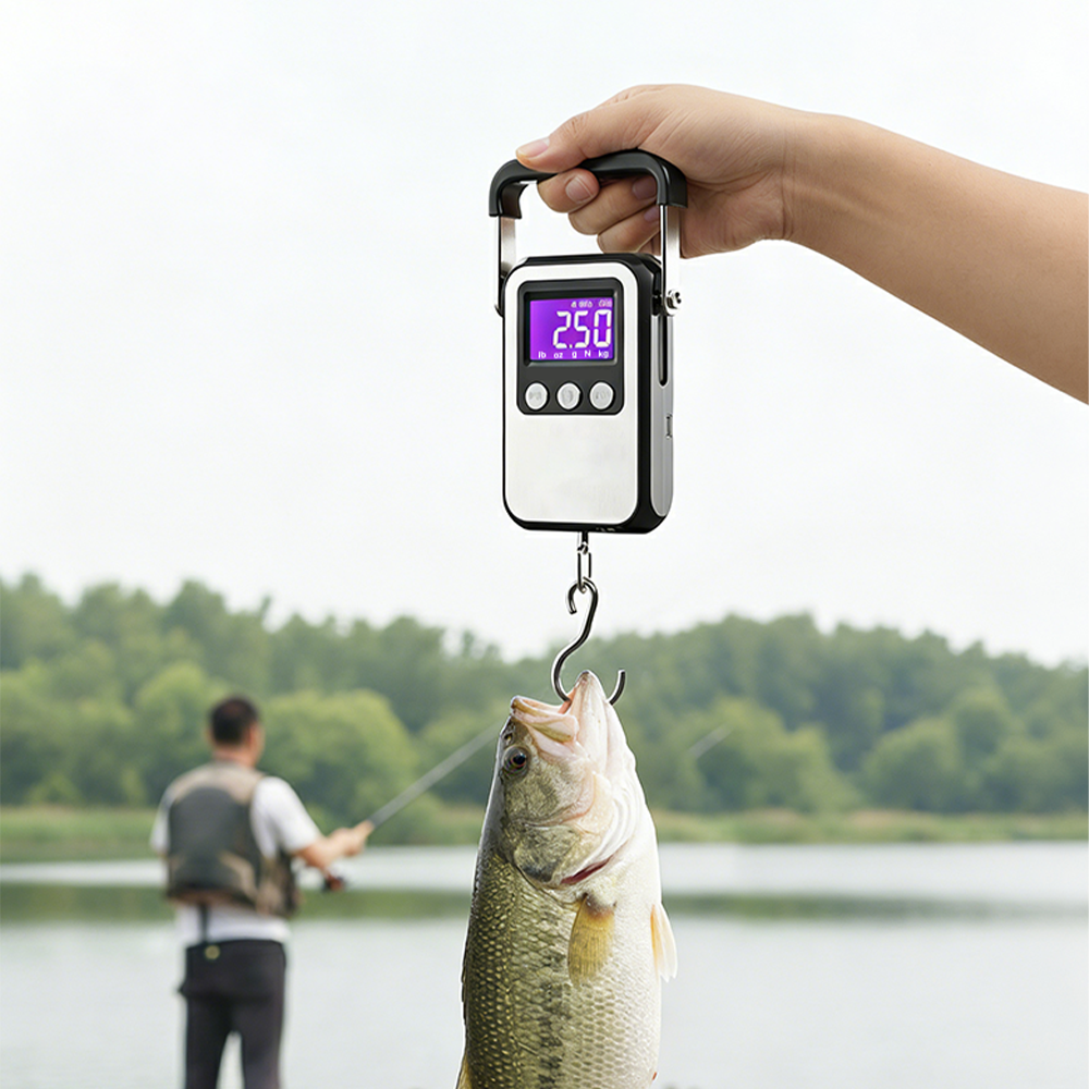 FlySwept 미니 물고기 무게 측정기 휴대용 손저울, 1개, 실버+블랙 39,500원