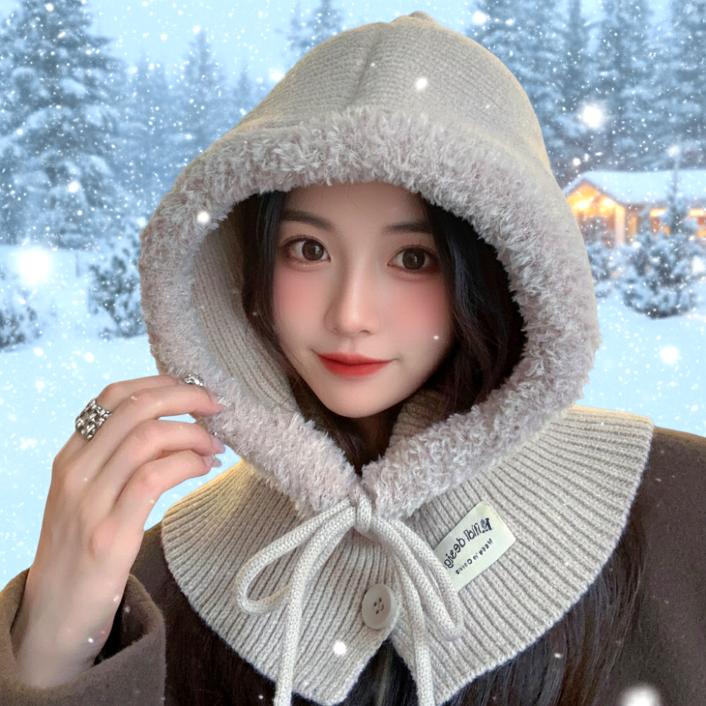 로고니 따뜻한 뽀글이 니트 후드 바라클라바 넥워머 방한모자 18,500원