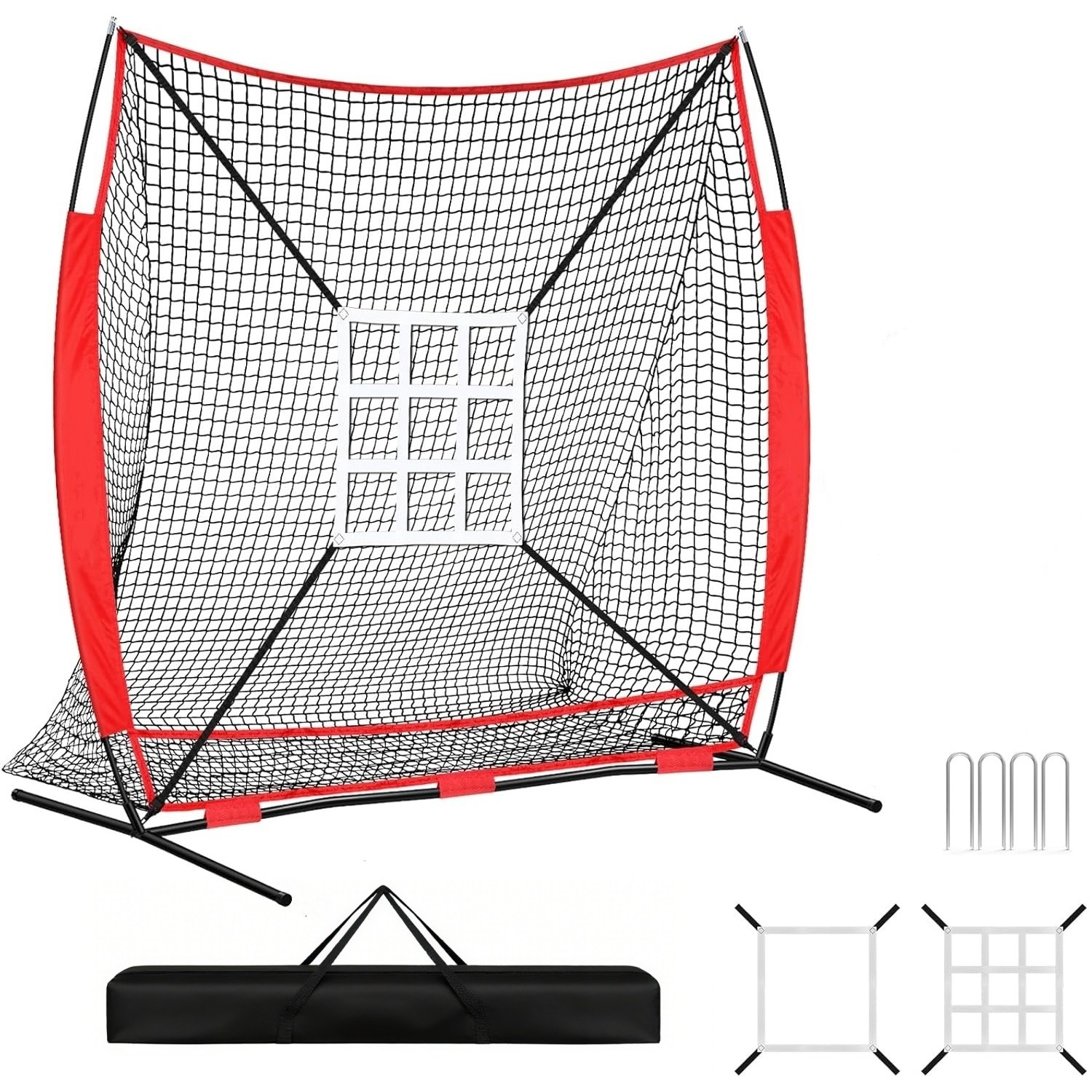 SAIVEINA 휴대용 야구연습 네트 대형 볼 컬렉션 시스템 스트라이크 존 타겟 및 휴대용 가방 야구 훈련 장비 성인 스포츠 연습 타격 피칭용 야구 네트 69,900원