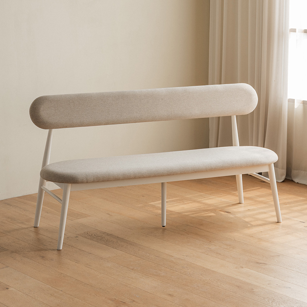 더즈 화이트 원목 3인 식탁 패브릭 쿠션 벤치 의자 174,000원